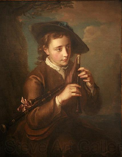 Philippe Mercier Bagpipe player France oil painting art